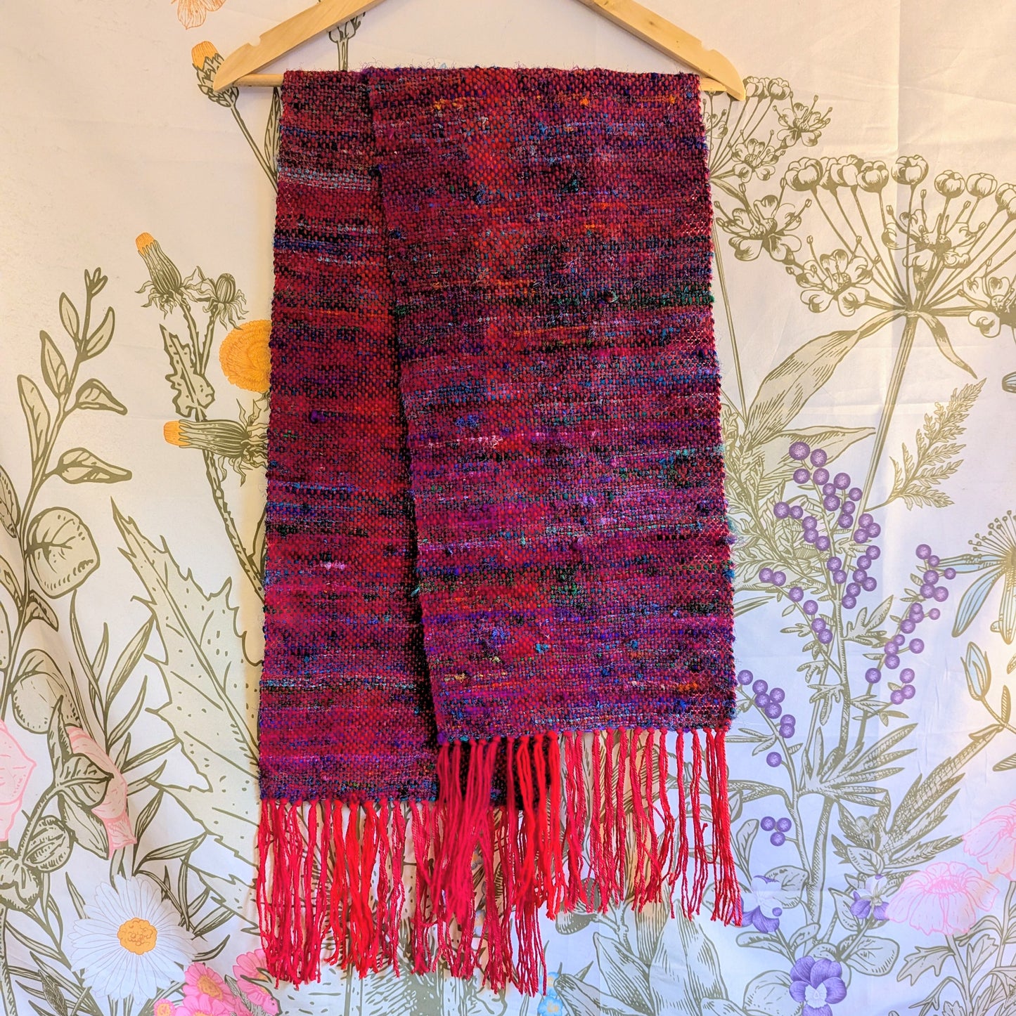 Scarlet and Scrap Silk-blend Handwoven Scarf