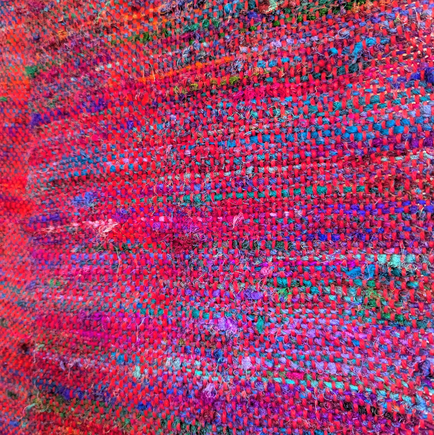 Scarlet and Scrap Silk-blend Handwoven Scarf