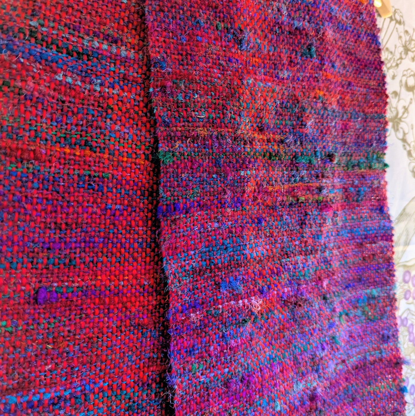 Scarlet and Scrap Silk-blend Handwoven Scarf