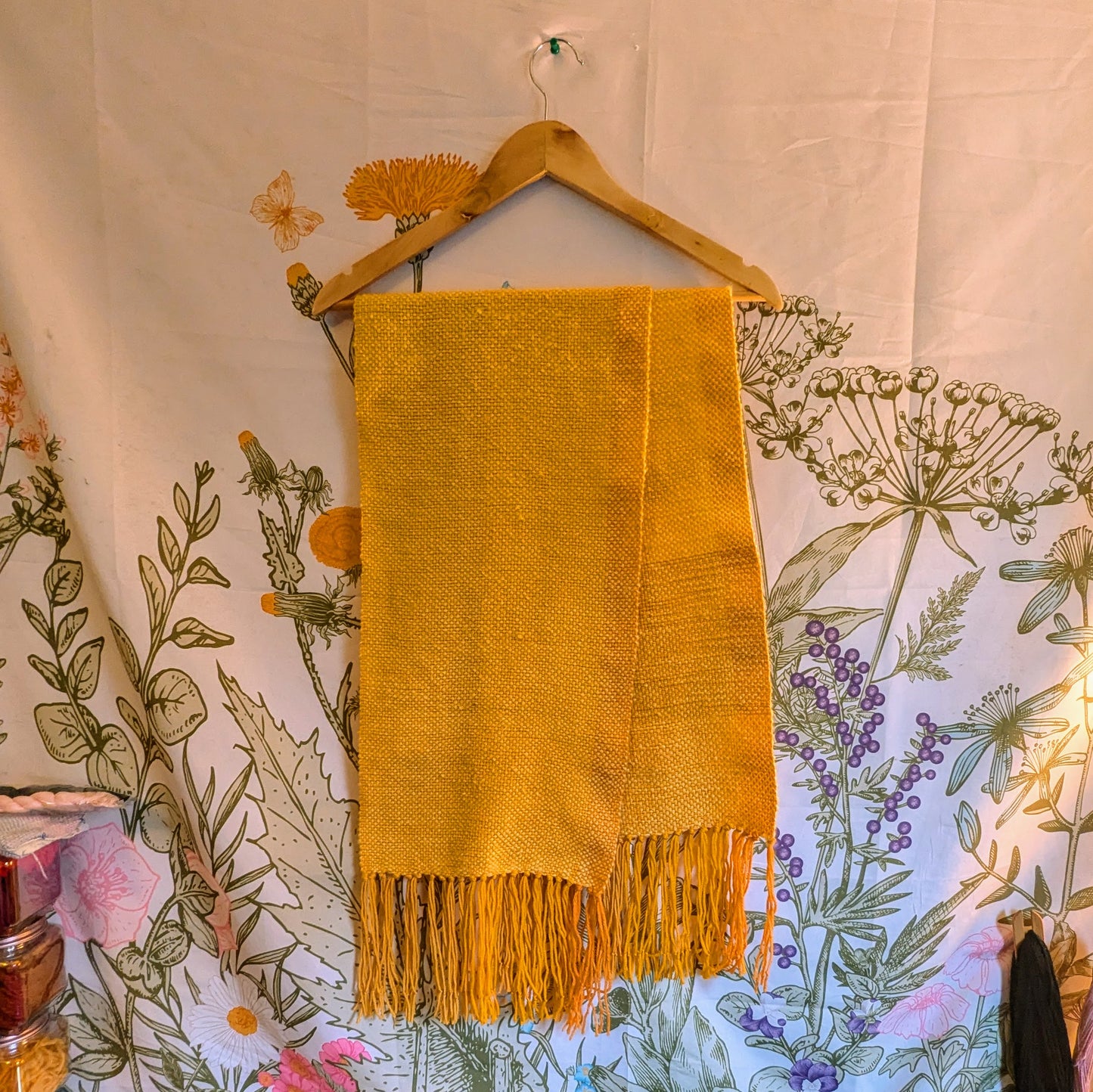 Sunshine Yellow Handwoven Merino-Mohair Blend Wool Scarf