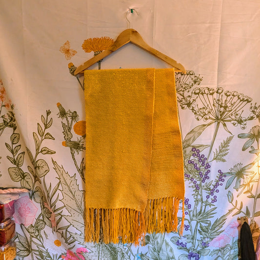 Sunshine Yellow Handwoven Merino-Mohair Blend Wool Scarf