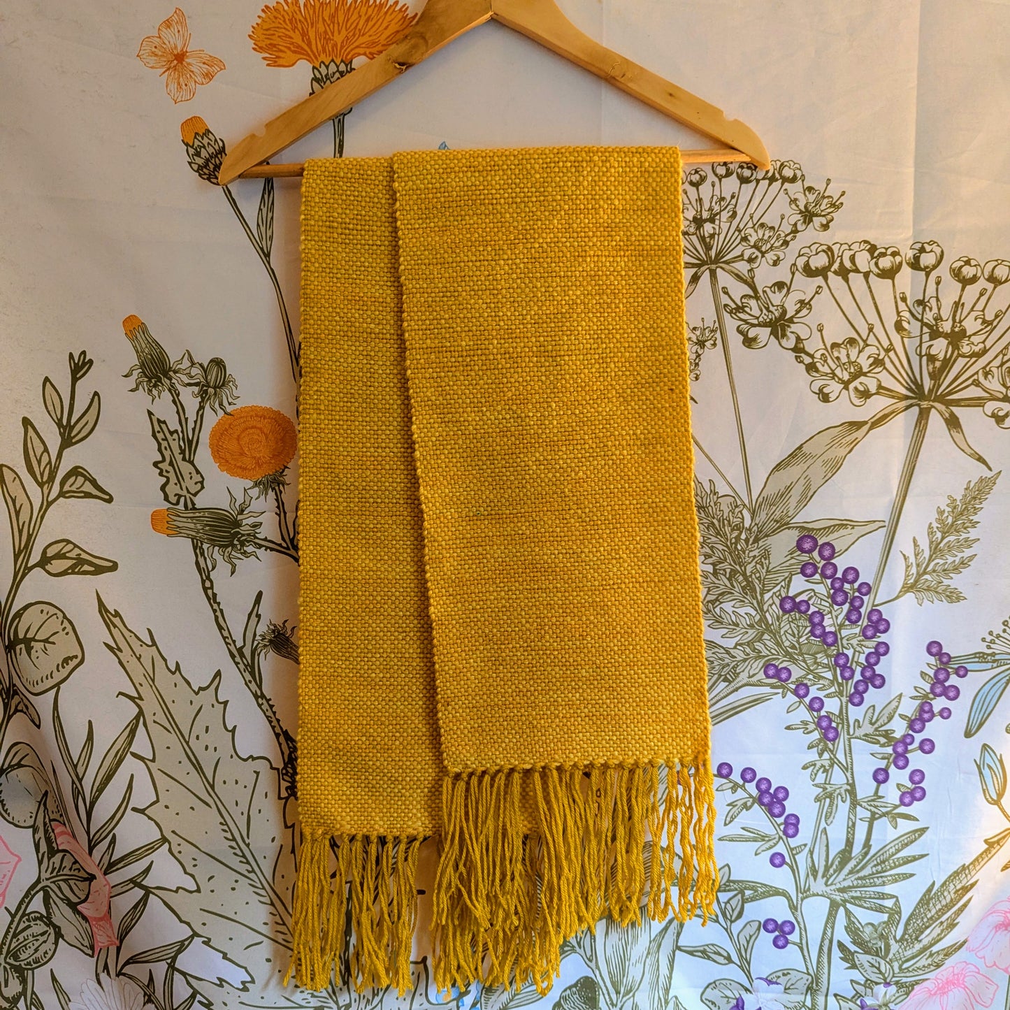 Goldenrod Yellow Handwoven Wool Blend Scarf