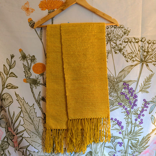 Goldenrod Yellow Handwoven Wool Blend Scarf
