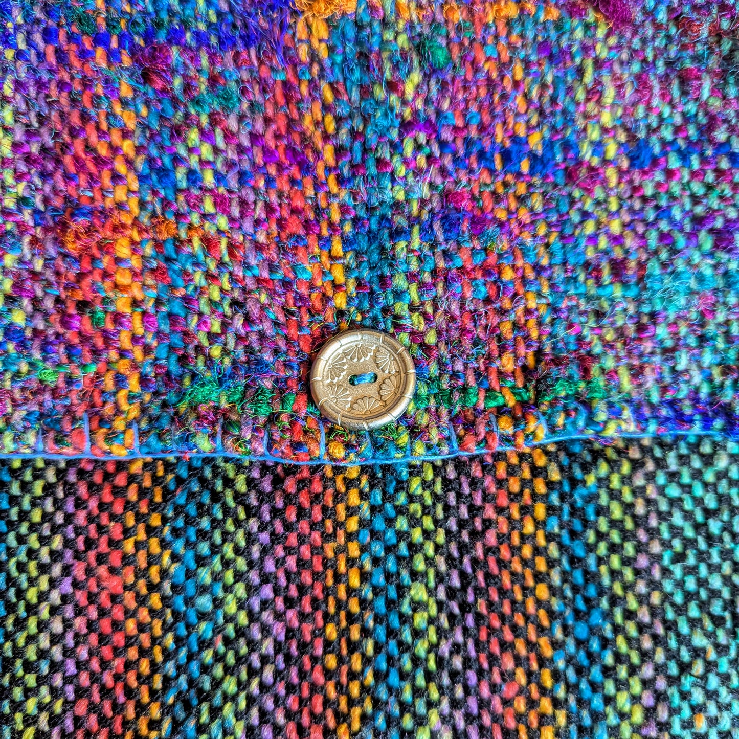 Rainbow Flower Power Sari Silk and Cotton Handwoven Shoulder Bag