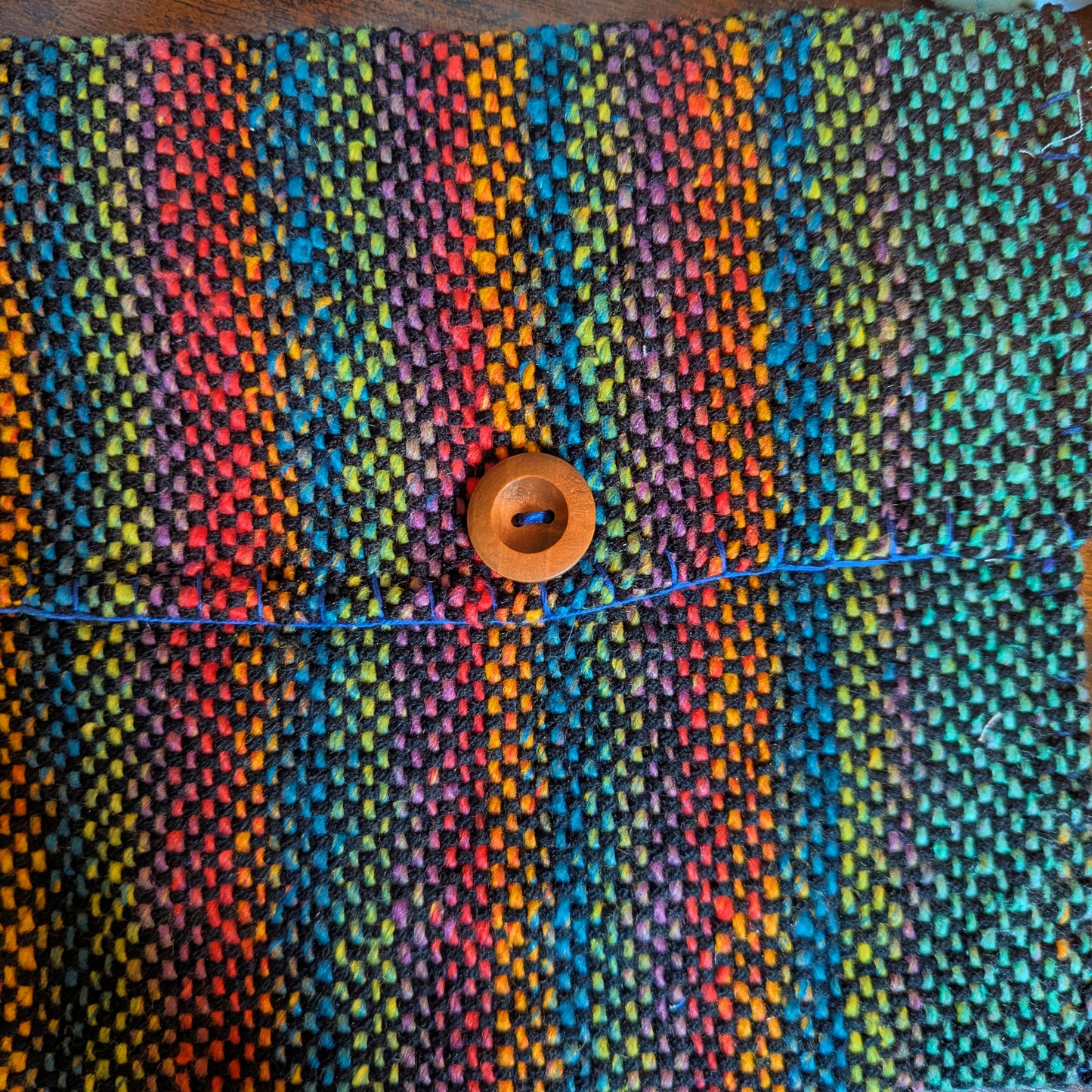 Rainbow Blues Handwoven Cotton and Acrylic Shoulder Bag