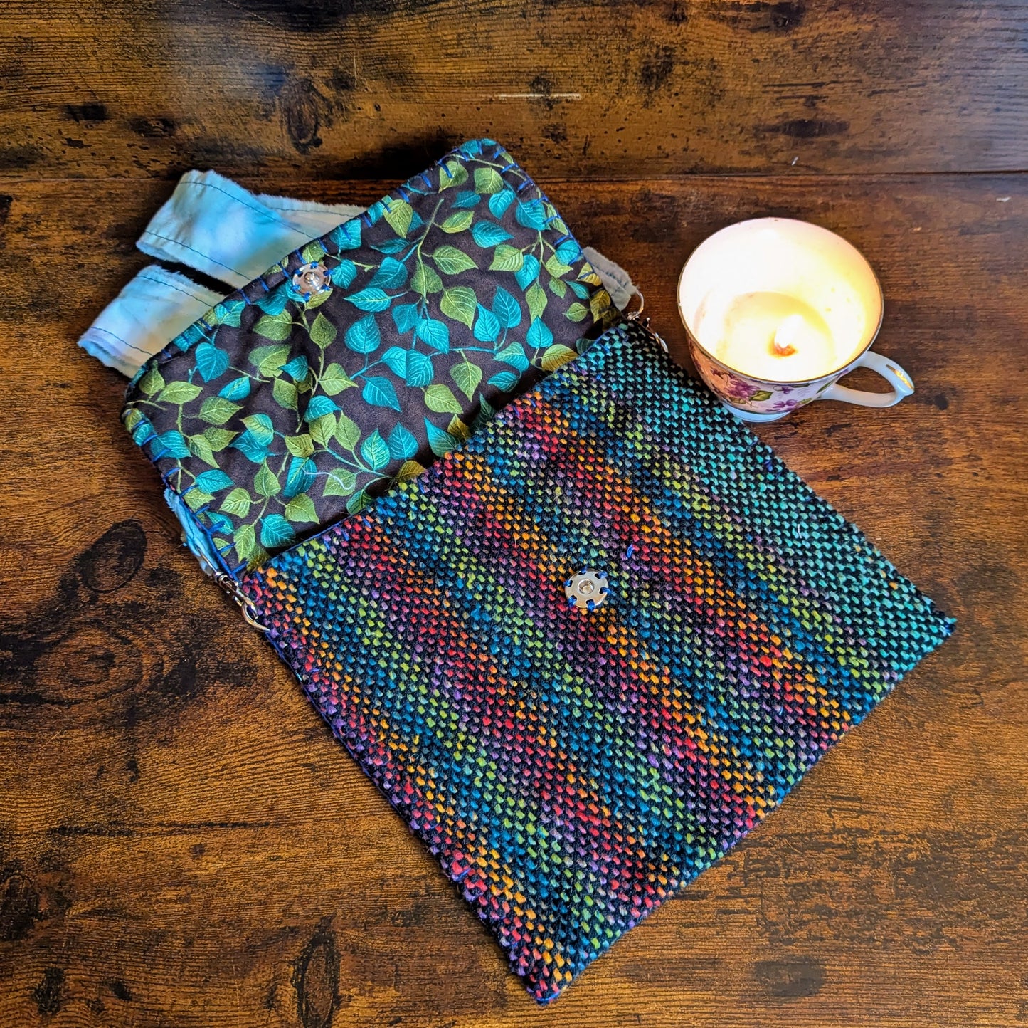 Rainbow Blues Handwoven Cotton and Acrylic Shoulder Bag