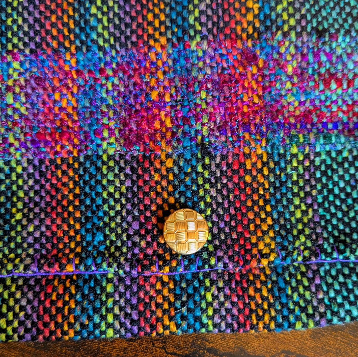 Rainbow Square Handwoven Sari Silk and Cotton Shoulder Bag