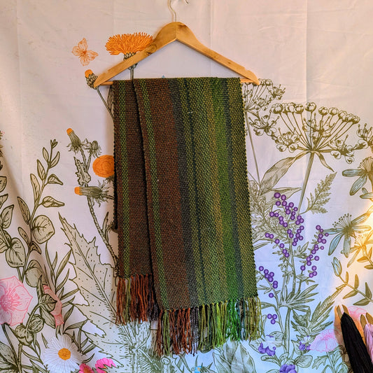 Wooded Mountains Handwoven Merino Blend Wool Scarf