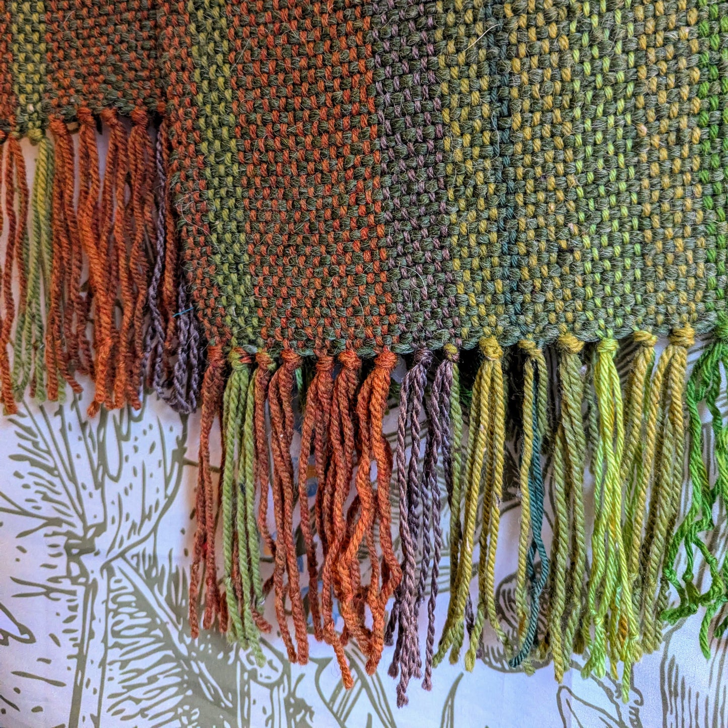 Wooded Mountains Handwoven Merino Blend Wool Scarf
