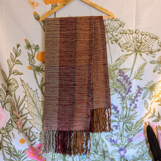 Strawberry Autumn Handwoven Wool Blend Scarf