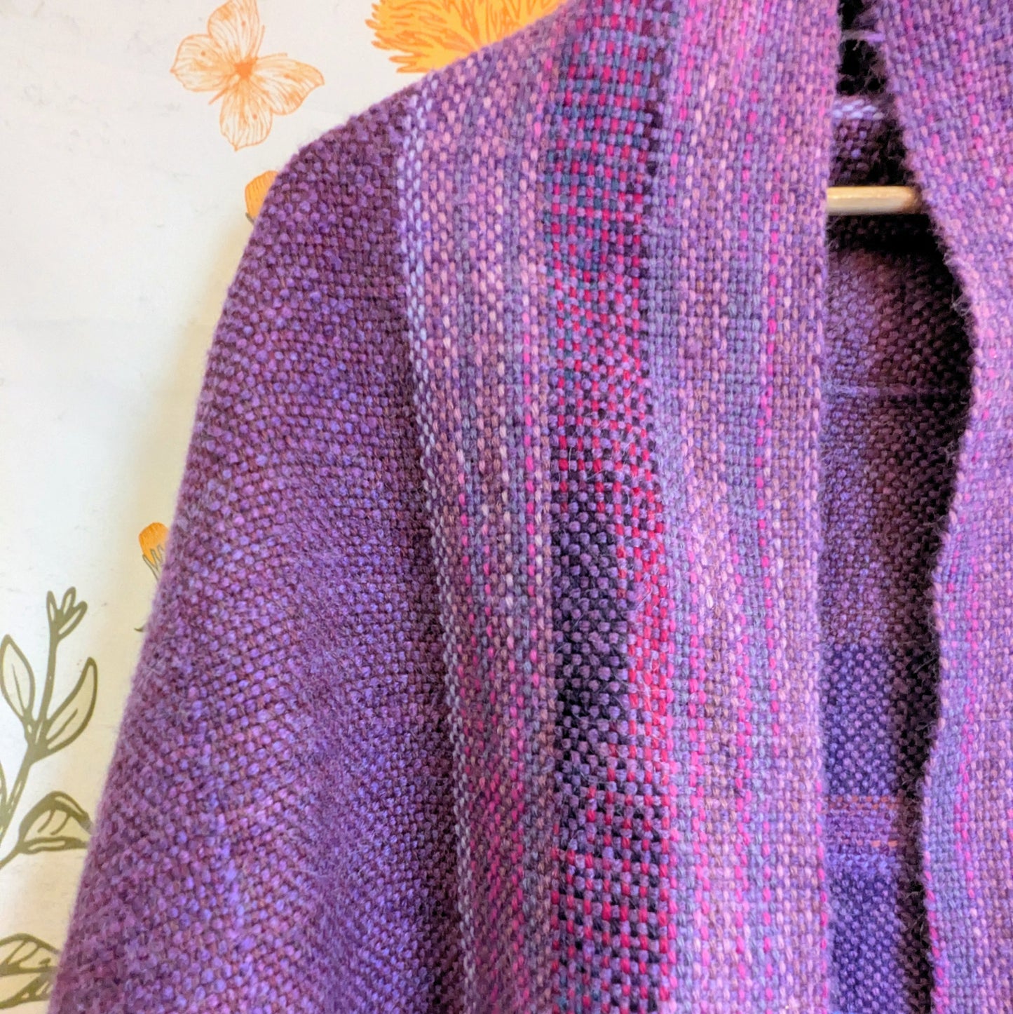 Lionesses' Mantle Handwoven Purple Merino Wool Blend Shawl