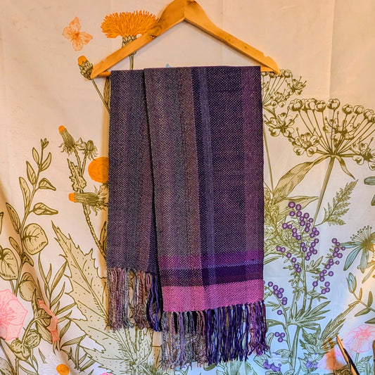 Glorious Grape Handwoven Merino Blend Wool Scarf