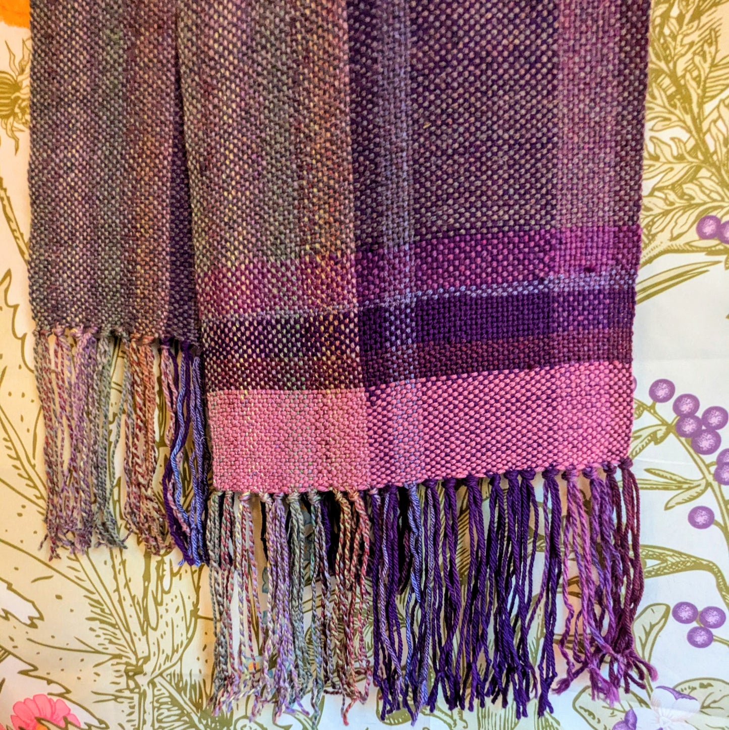 Glorious Grape Handwoven Merino Blend Wool Scarf