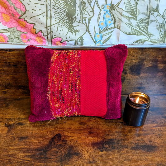 Fire Opal Stripe Handwoven Plush Throw Pillow