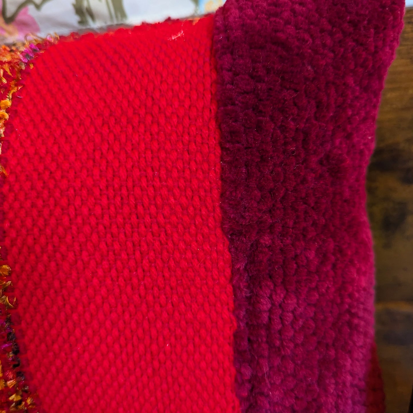 Fire Opal Stripe Handwoven Plush Throw Pillow