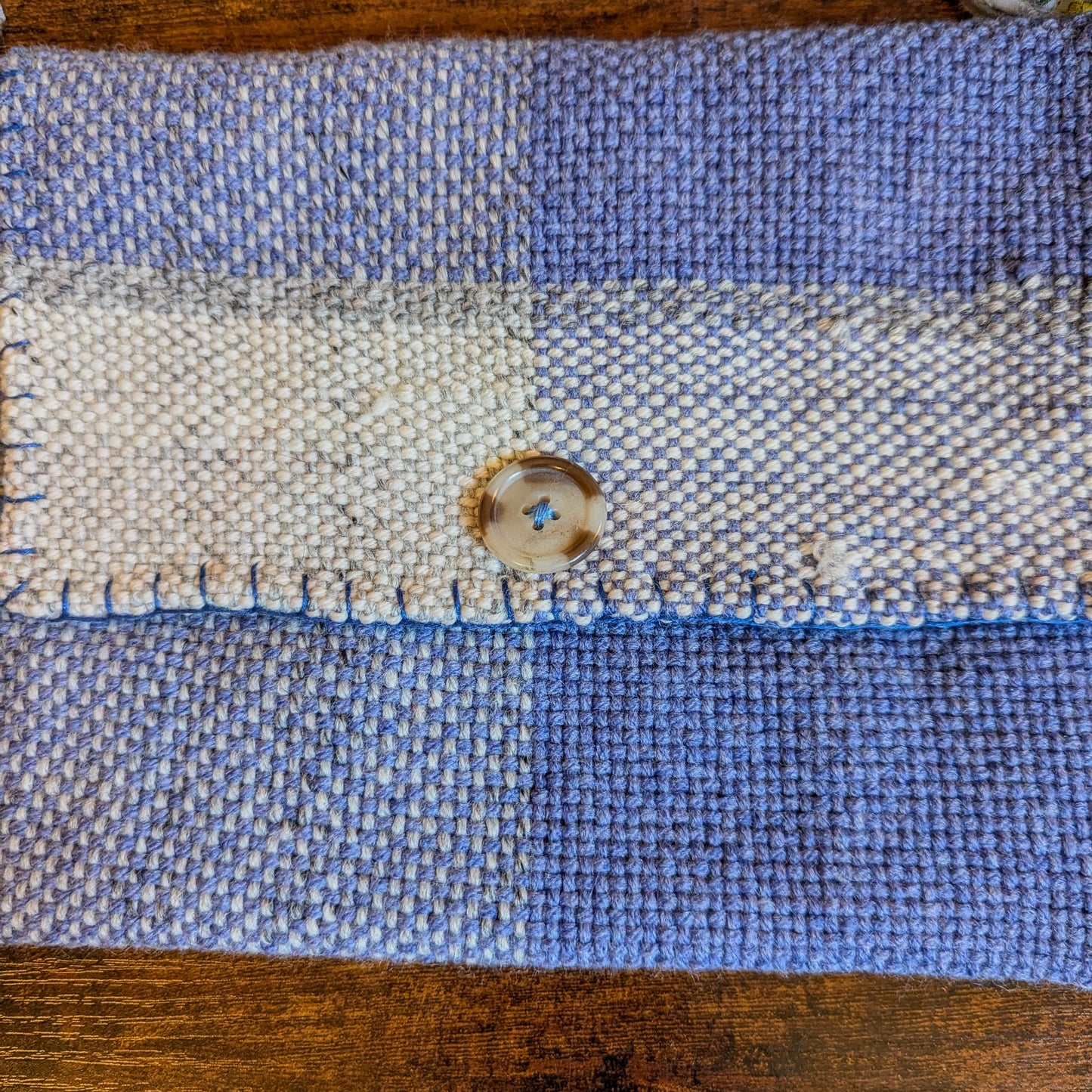 Stately Blue Pansy Handwoven Shoulder Bag
