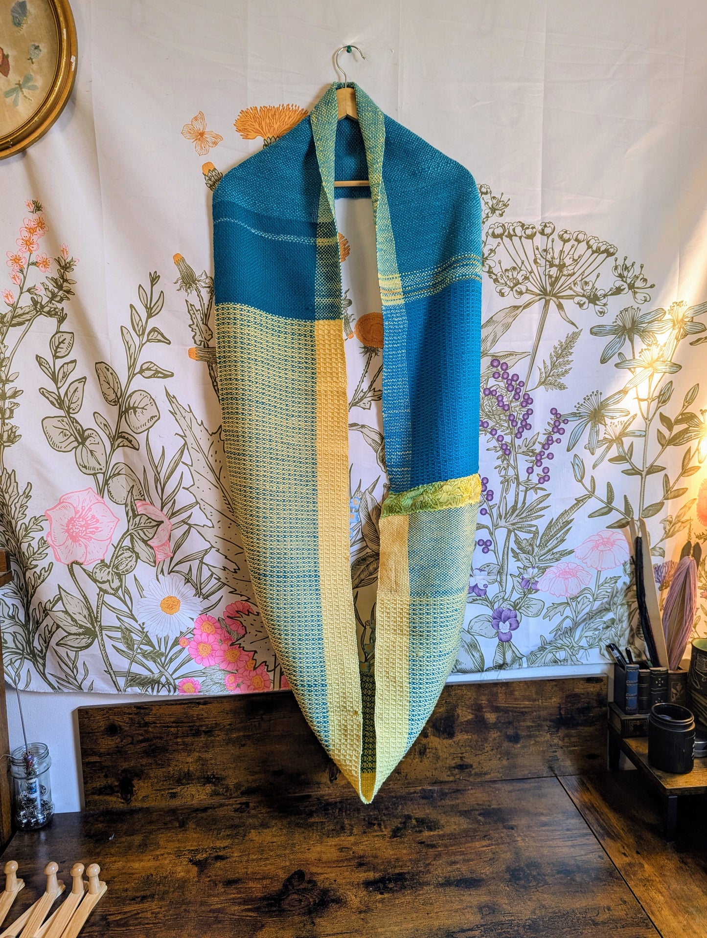 Sunshiney Days Handwoven Infinity Scarf w/ Yarn From KittyCat Spins
