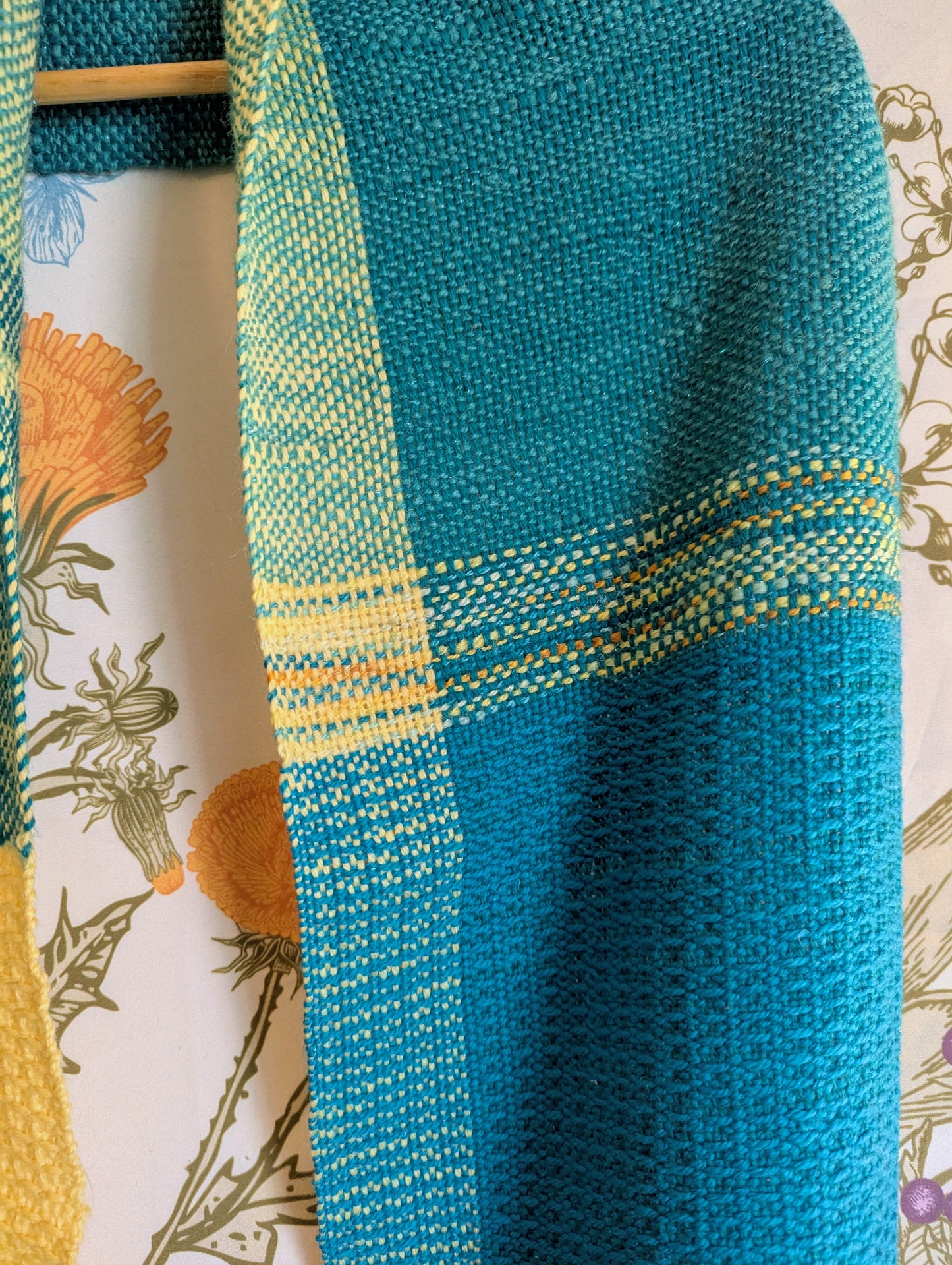 Sunshiney Days Handwoven Infinity Scarf w/ Yarn From KittyCat Spins
