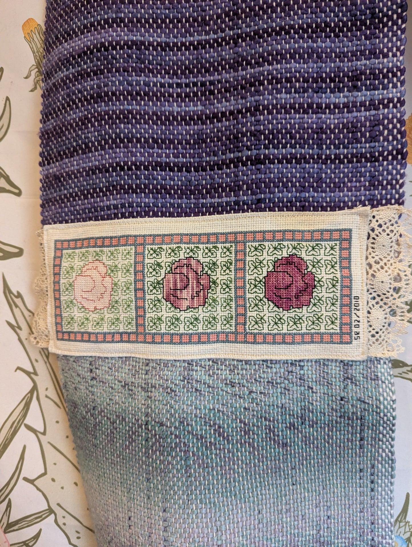 Purple Cottage Rose Handwoven Merino-Blend Infinity Scarf