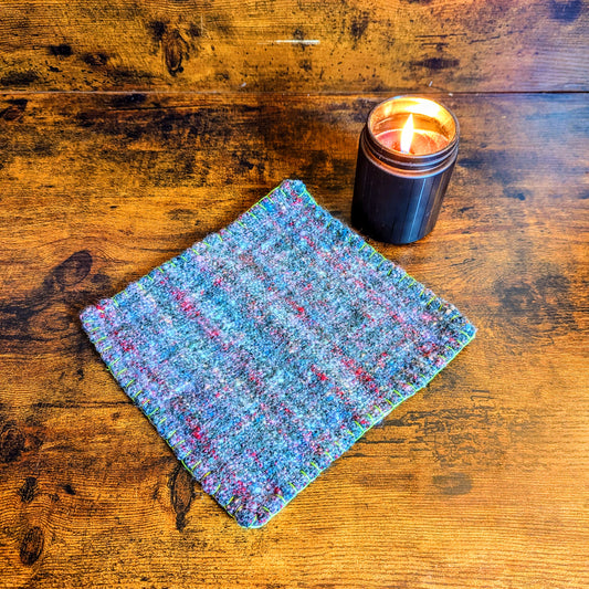 Wildflower Green Paisley Handwoven Felted Wool Trivets (Featuring KittyCat Spins Yarn)