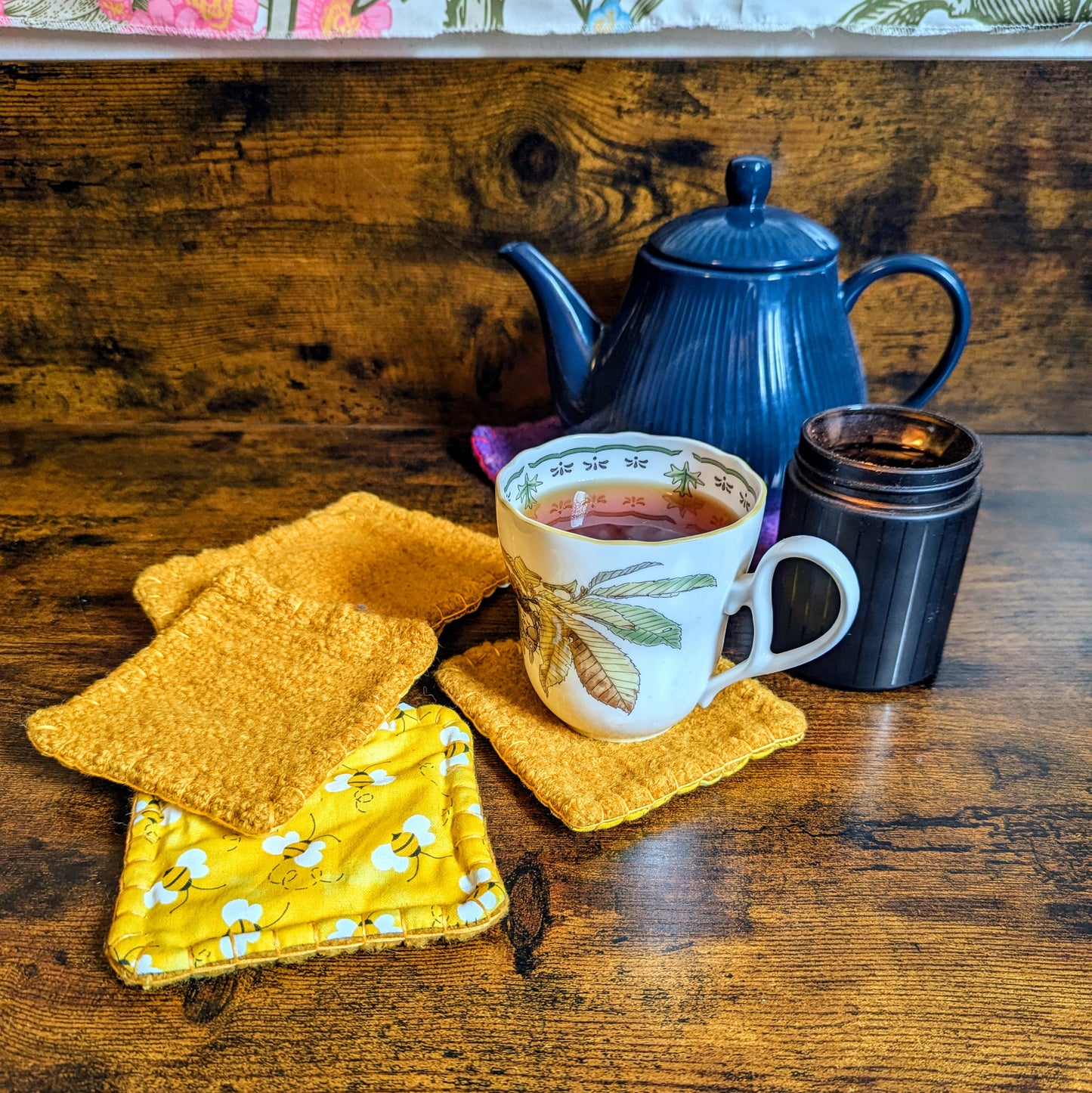 Bumblebee Handwoven Felted Wool Coaster Set of 5