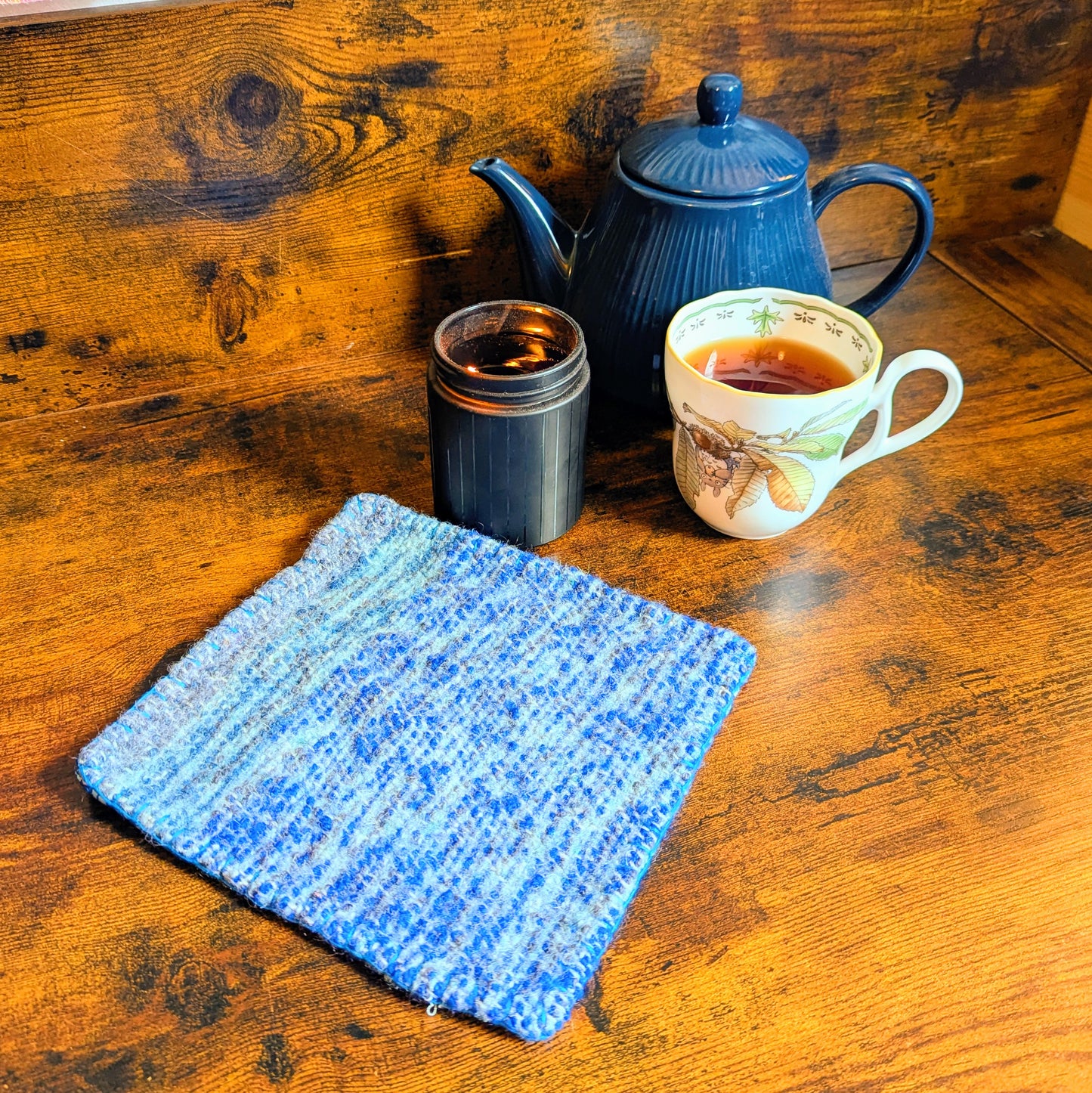 Royal Blue Handwoven Felted Wool Trivets