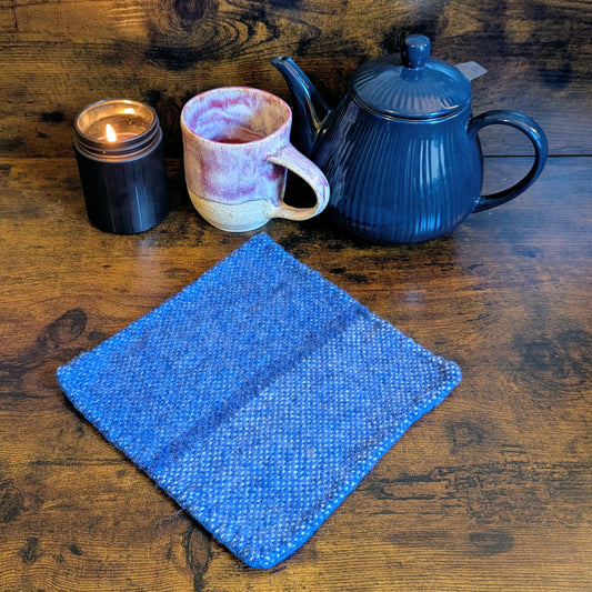 Felted Handwoven Blue Snowflake Wool Trivets