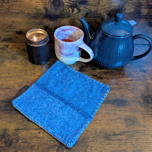 Felted Handwoven Blue and Green Wool Trivets