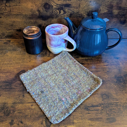 Felted Handwoven Green Meadow Wool Trivets