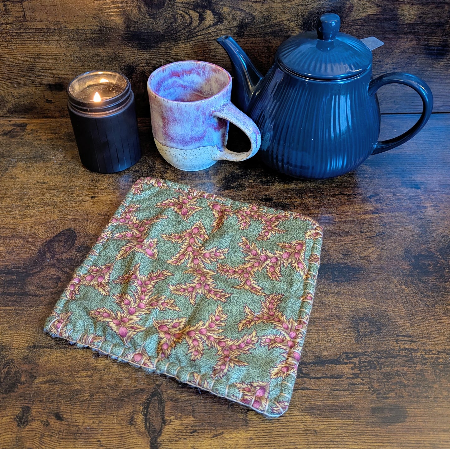 Felted Handwoven Green Meadow Wool Trivets