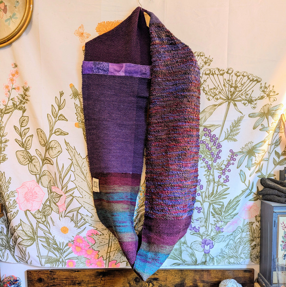 Infinite Purple Wool Blend Handwoven Infinity Scarf