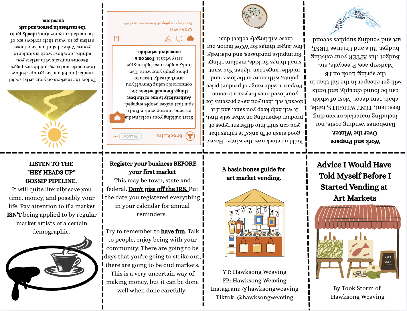 Advice I Would Have Told Myself Before I Started Vending at Art Markets- A Printable Hawksong Weaving Zine